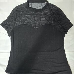 Black Mesh Detail Women's Top